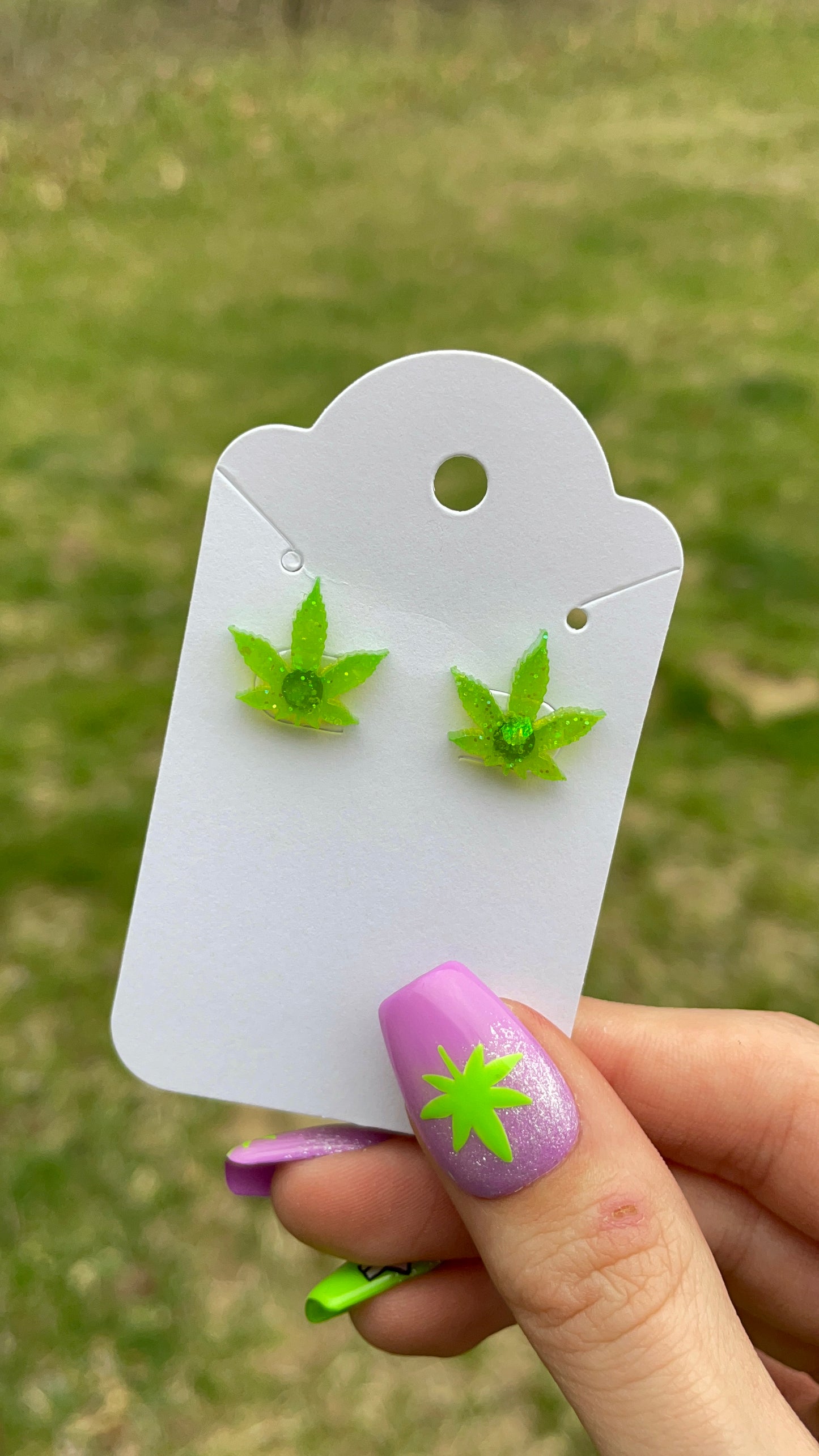 Pot Leaf Stud Earrings
