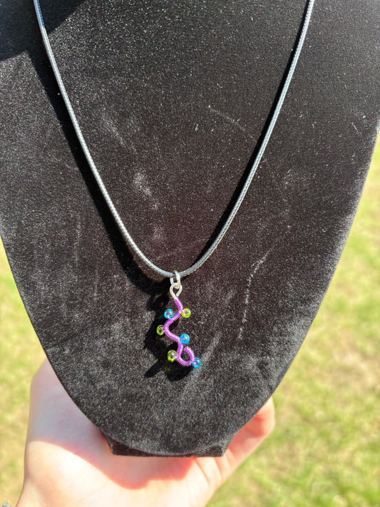 Purple, Blue, and Green Swirl Wire Wrapped Small Pendant