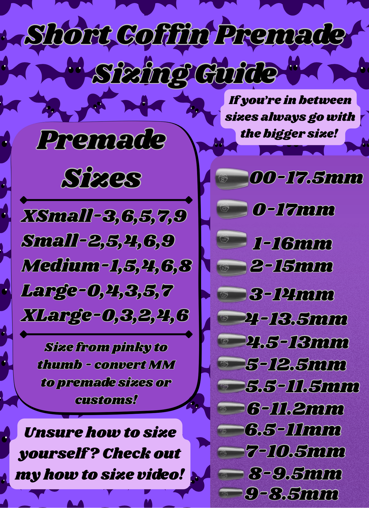 Coffin Premade Sizing Guide