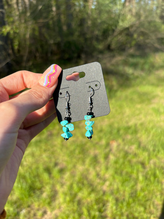 Turquoise Natural Stone Chip Dangle Earrings