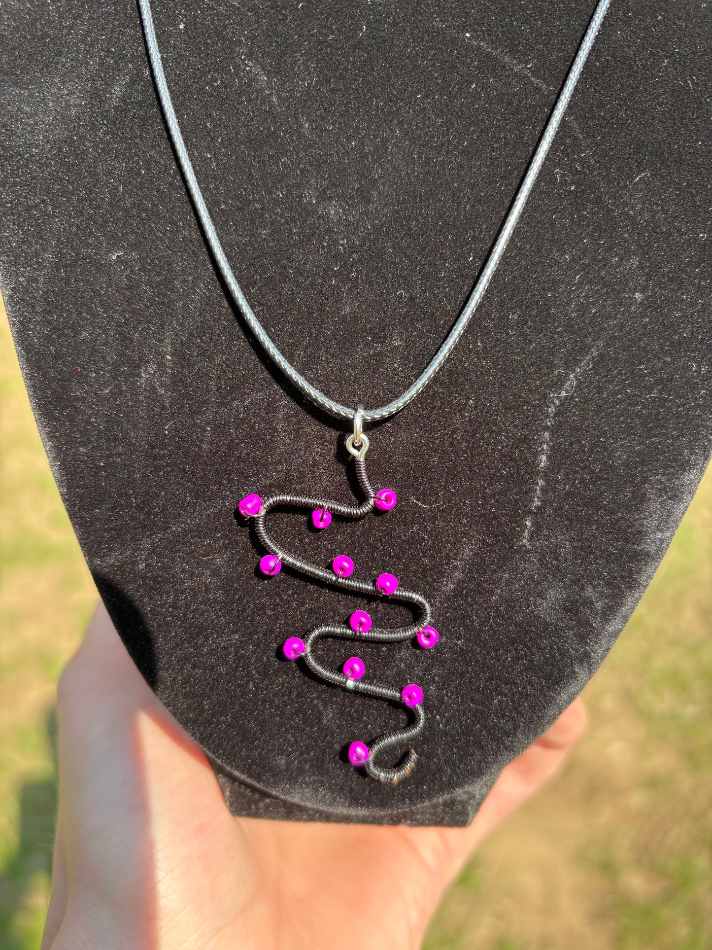 Black and Purple Swirl Wire Wrapped Large Pendant