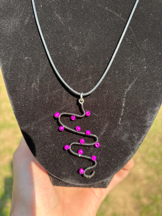 Black and Purple Swirl Wire Wrapped Large Pendant