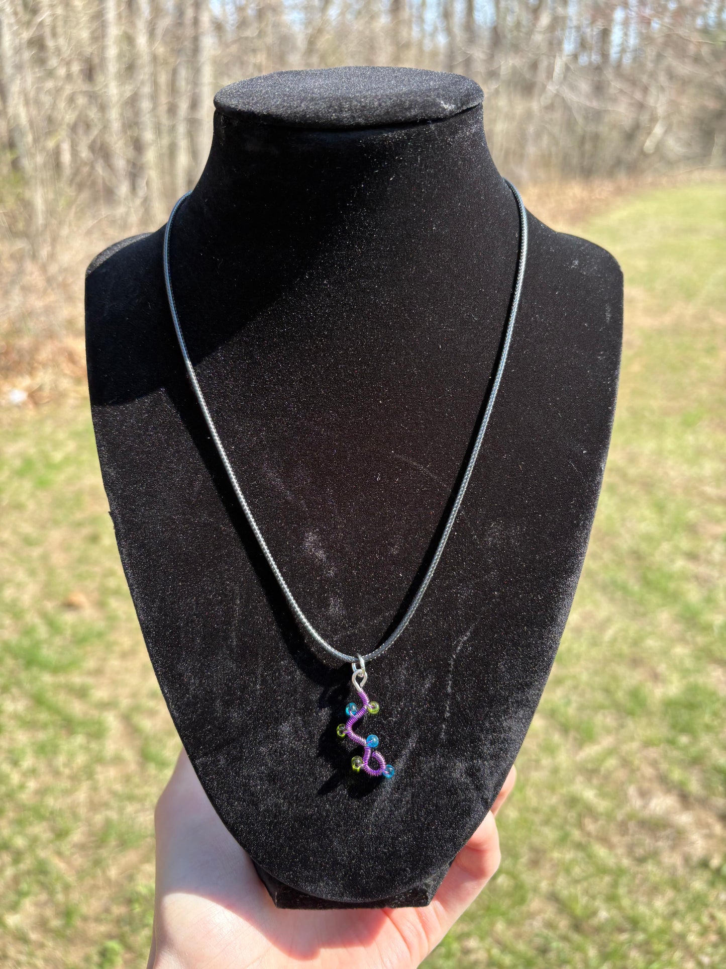 Purple, Blue, and Green Swirl Wire Wrapped Small Pendant