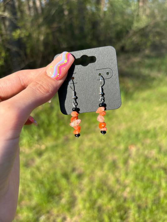 Carnelian Natural Stone Chip Dangle Earrings