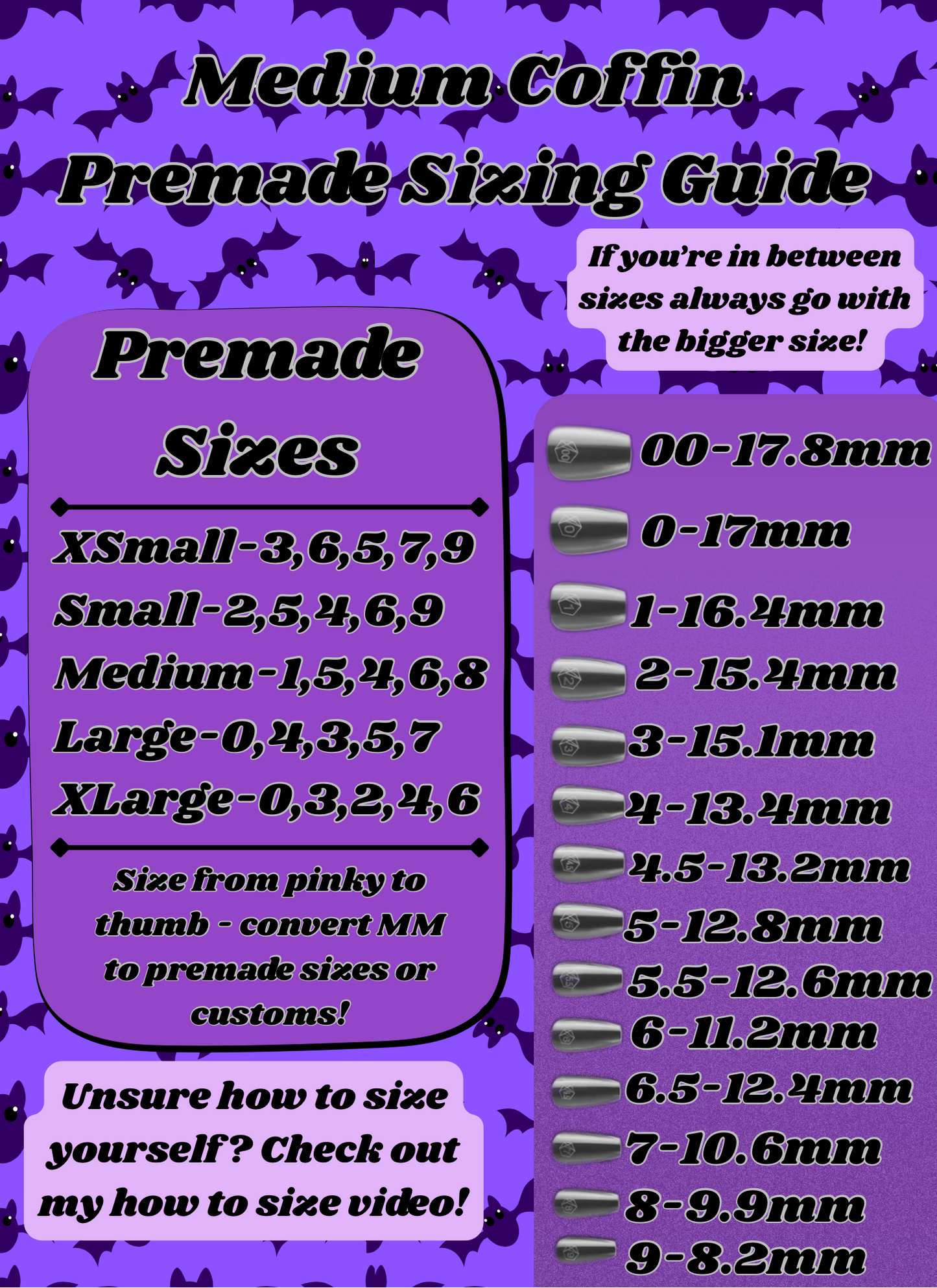 Coffin Premade Sizing Guide