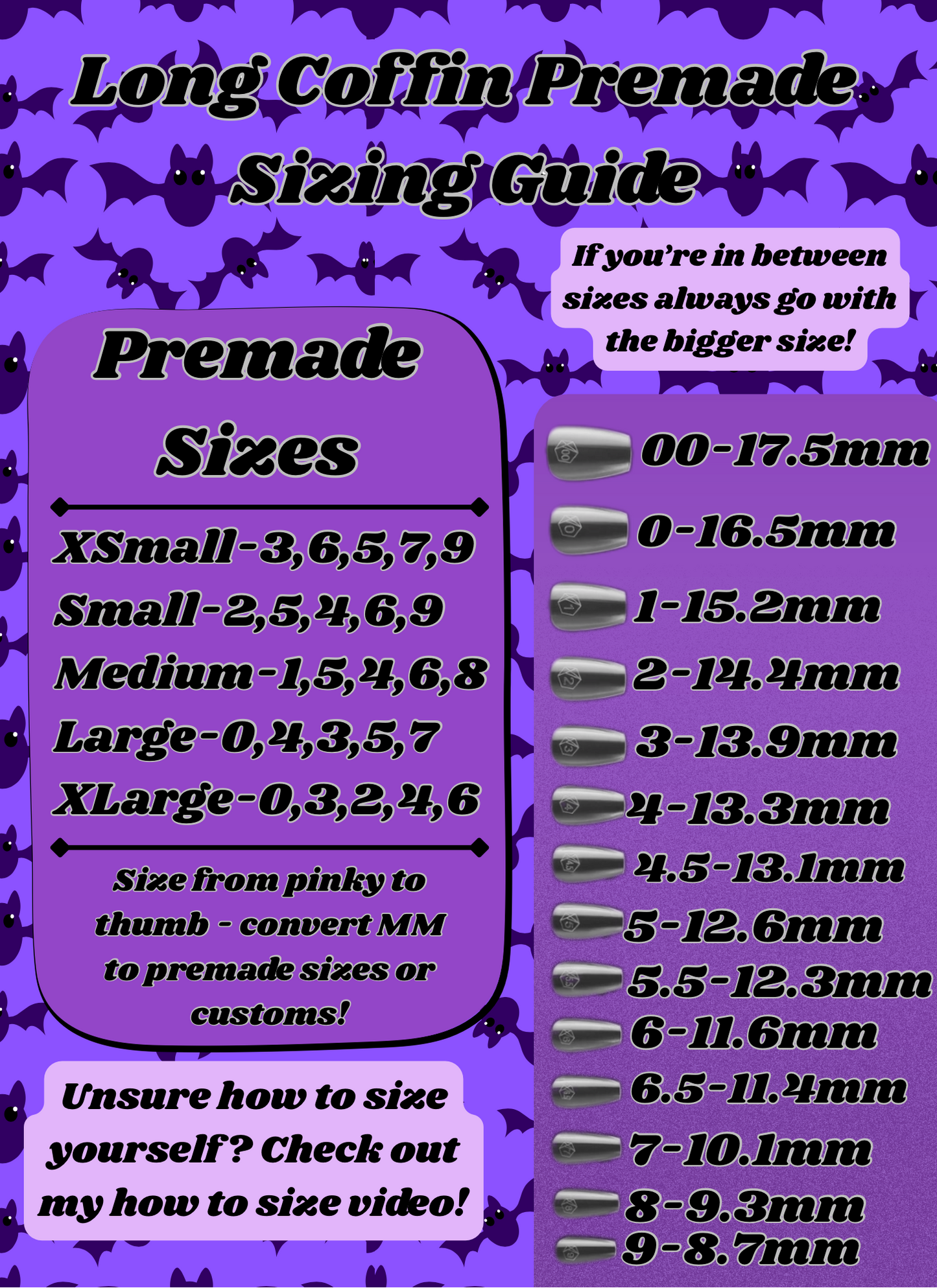 Coffin Premade Sizing Guide